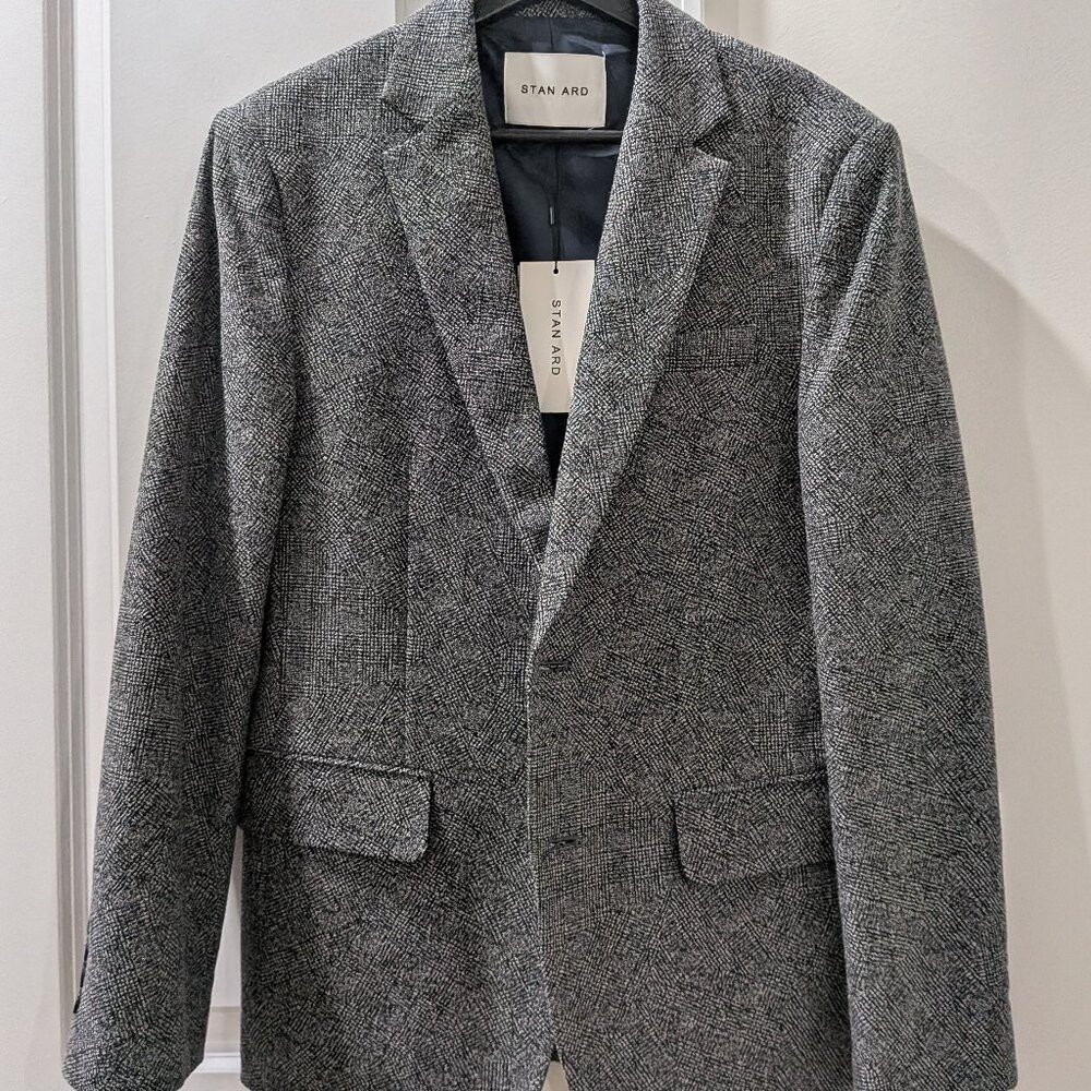 Structured woven grey blazer-Size M